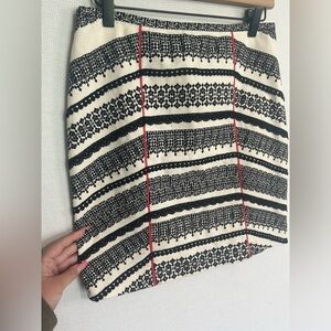 Anthropologie Tabitha Skirt Women Size 4 White Black Design Above knee